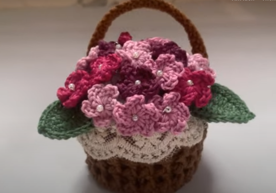 Cách móc giỏ hoa len handmade