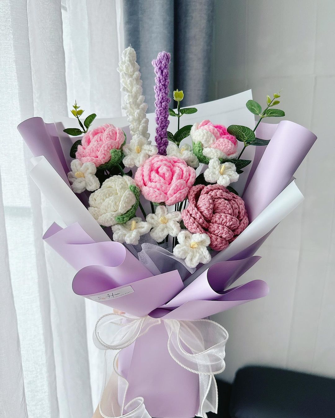 Bó hoa hồng bằng len Bó hoa hồng bằng len