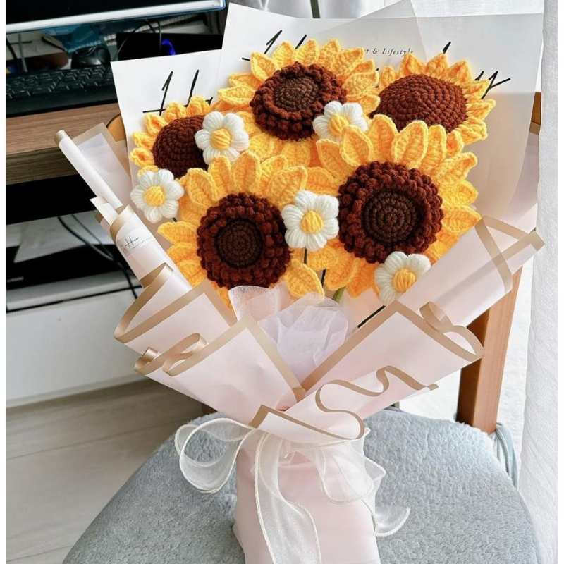 bó hoa hướng dương len bó hoa hướng dương len