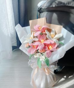 Hoa Ly Len || Bó Ly Bằng Len Handmade 4 Bó hoa ly bằng len