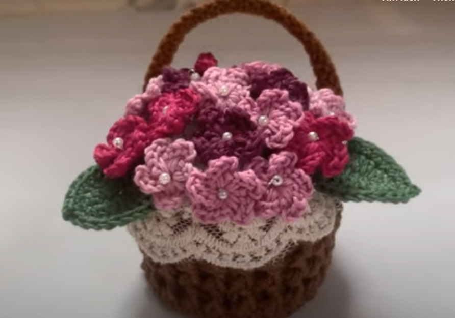 Cách móc giỏ hoa len handmade Cách móc giỏ hoa len handmade