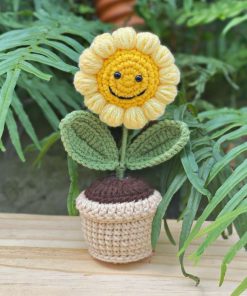 Chậu Hoa Len Hướng Dương Mini Handmade 7 chau hoa bang len 2