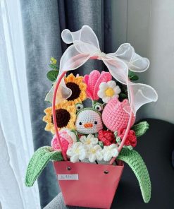 Giỏ hoa len || Giỏ Hoa Bằng Len Handmade 3 giỏ hoa len