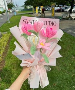 Hoa Tulip Len || Bó Hoa Tulip Bằng Len Handmade 4 Bó hoa len tulip