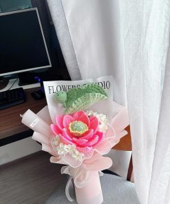 Hoa Sen Len || Bó Hoa Sen Bằng Len Handmade 3 hoa sen bằng len