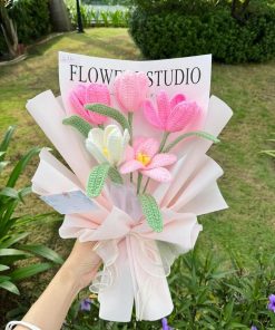 Hoa Tulip Len || Bó Hoa Tulip Bằng Len Handmade 3 Bó hoa tulip bằng len