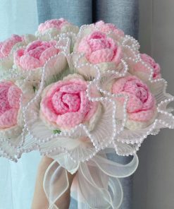 Hoa Cưới Len Hồng Lãng Mạn || Bó Hoa Cưới Bằng Len 3 bó hoa cưới len