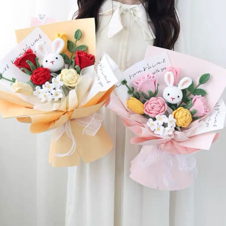 Mẫu hoa len handmade trang trí 01 Mẫu hoa len handmade trang trí 01