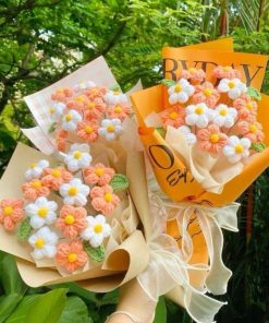 Hoa Len 5 Cánh || Bó Hoa 5 Cánh Len Handmade 3 Những bông hoa 5 cánh len tạo thành một bó hoa đầy sự thu hút