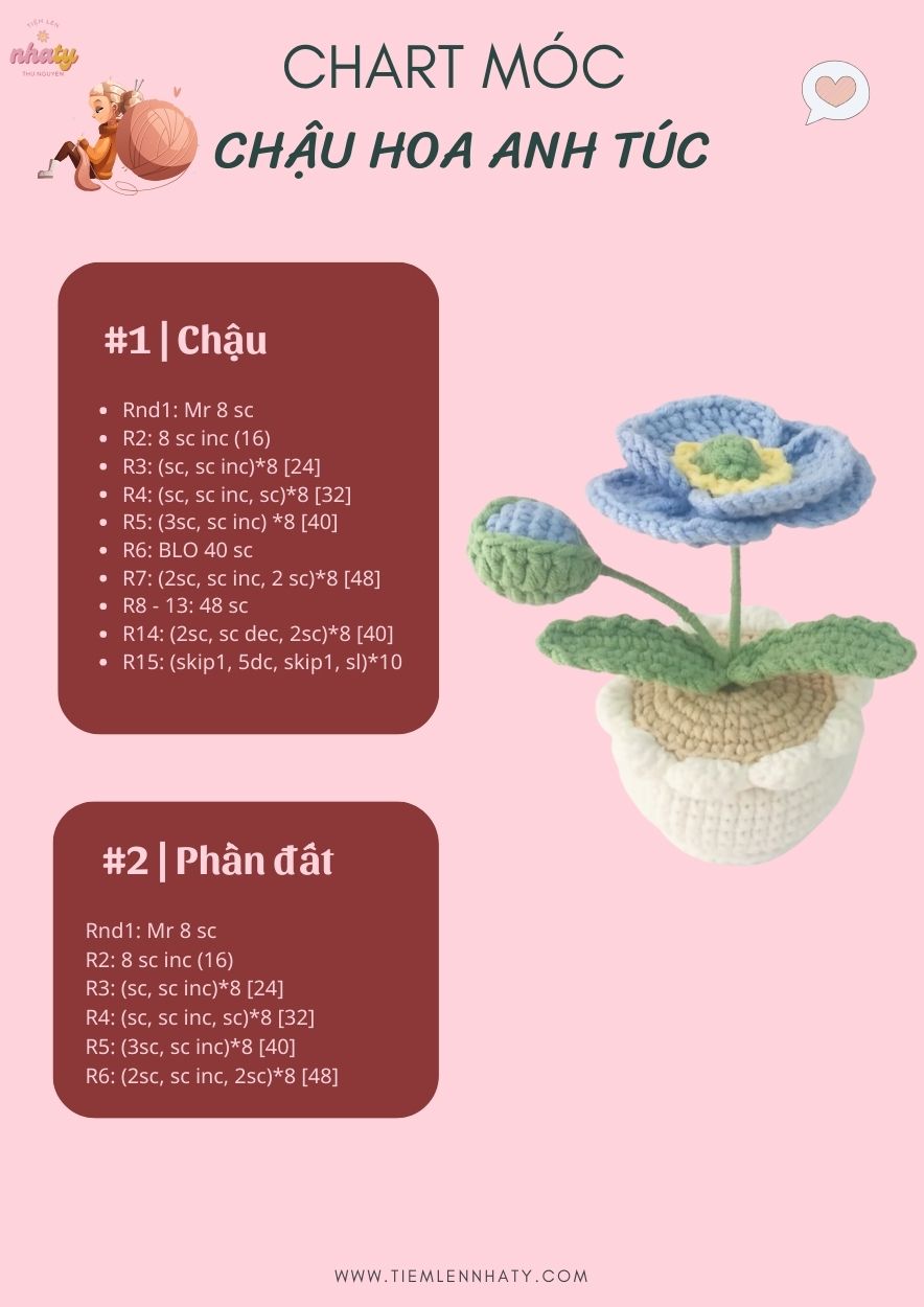 Cách Móc Chậu Hoa Bằng Len Đơn Giản Và Dễ Thương 7 Chart móc chậu hoa len