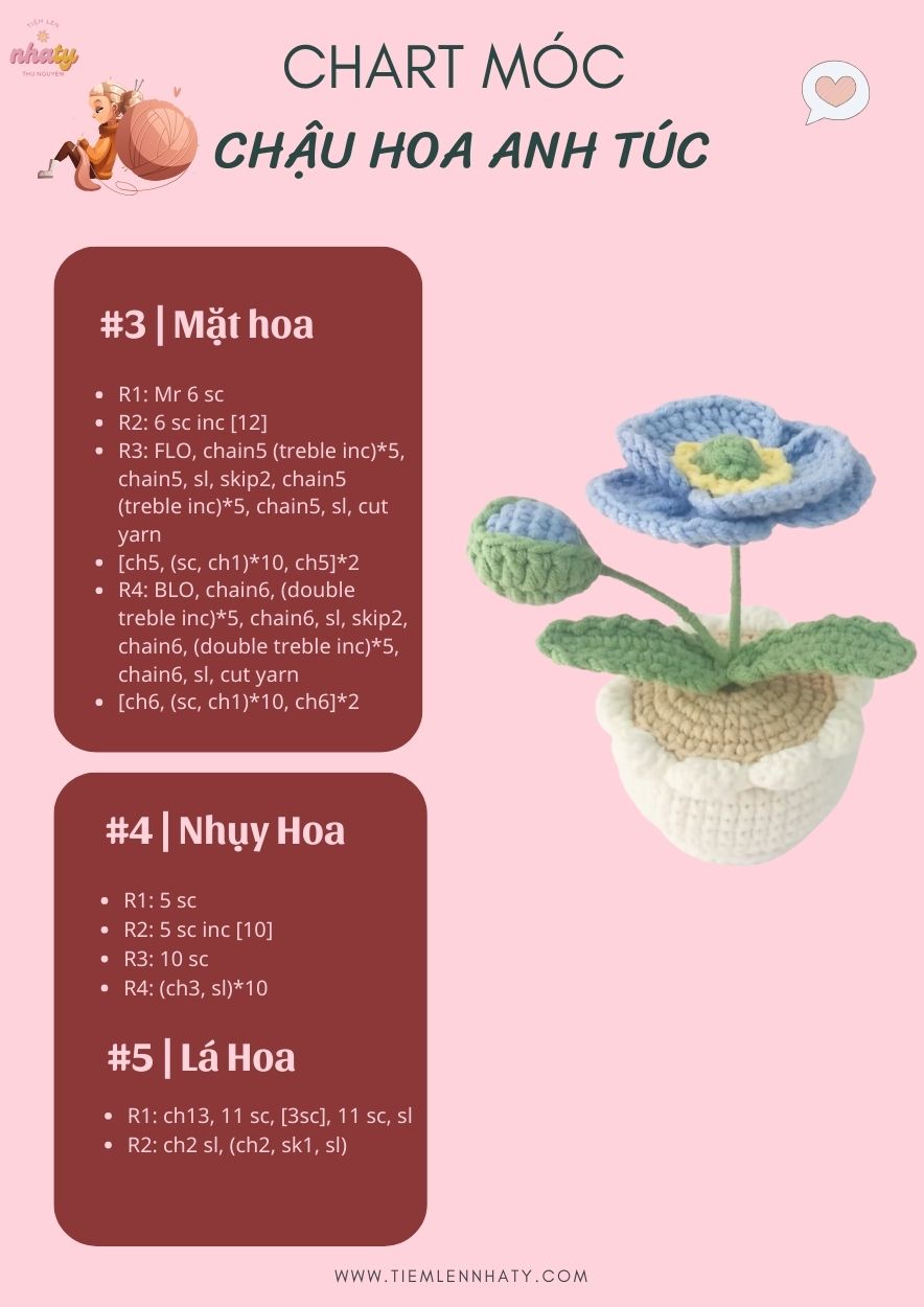 Cách Móc Chậu Hoa Bằng Len Đơn Giản Và Dễ Thương 8 Chart móc chậu hoa len