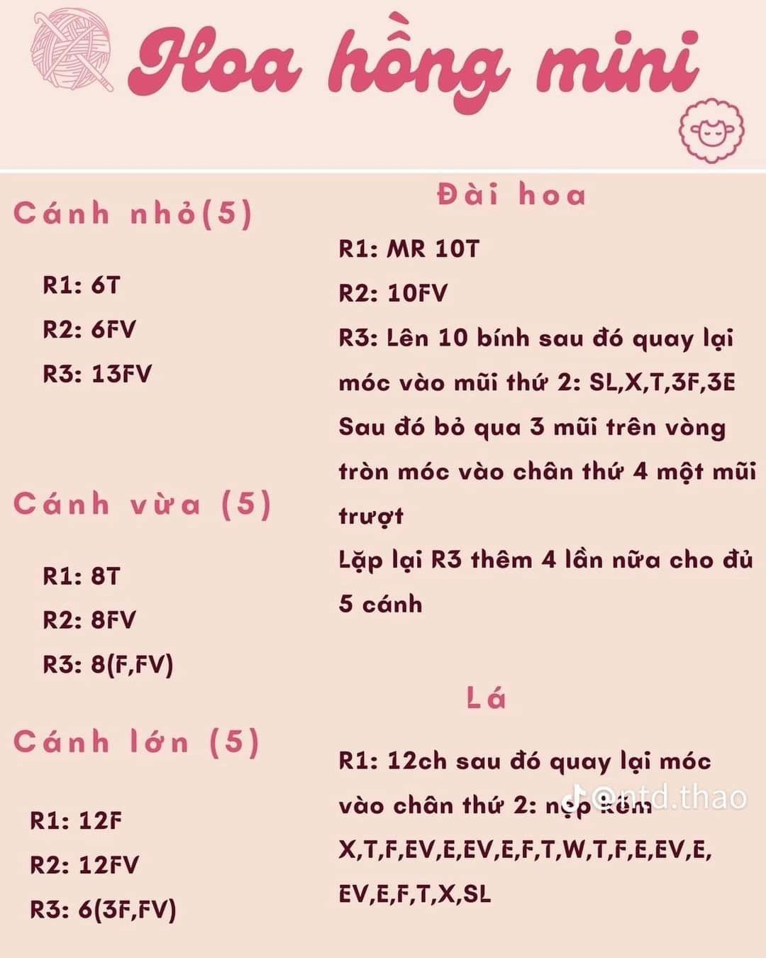 Hướng Dẫn Cách Móc Hoa Hồng Bằng Len Xinh Xắn 2 chart moc hoa hong len