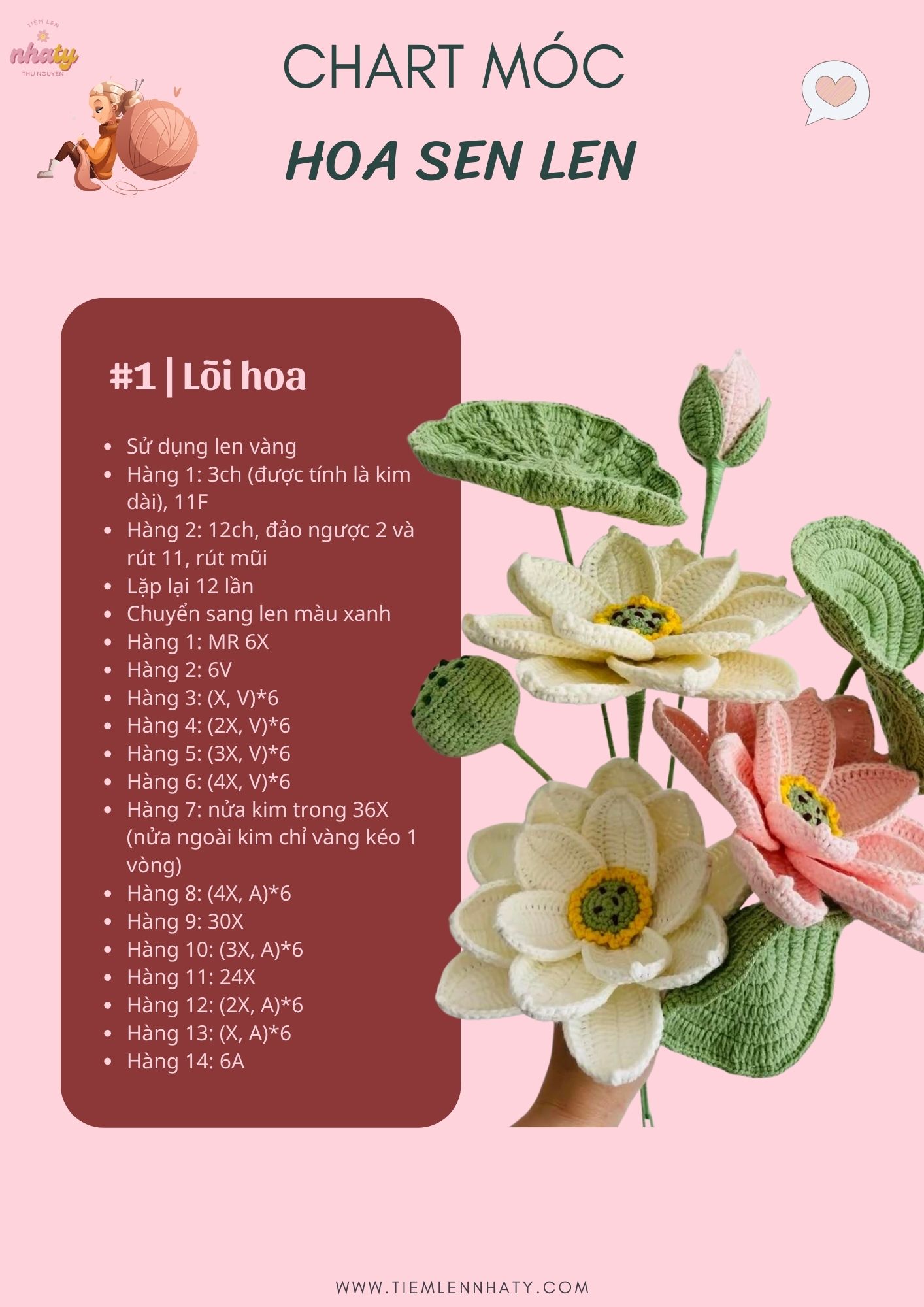 Cách Móc Hoa Sen Len Đơn Giản Tại Nhà Cho Chị Em 19 chart moc hoa sen bang len 1