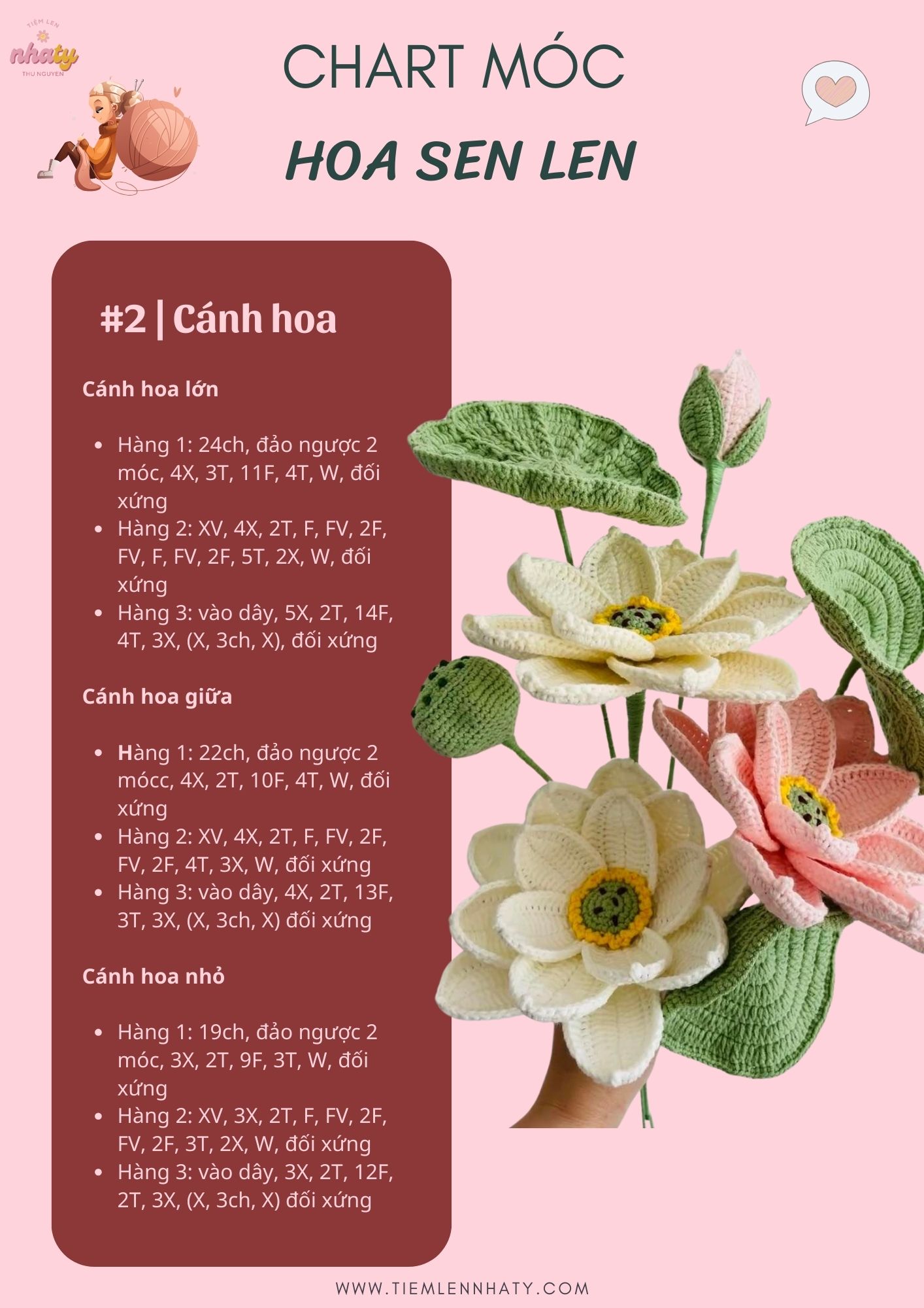 Cách Móc Hoa Sen Len Đơn Giản Tại Nhà Cho Chị Em 20 chart moc hoa sen bang len 2