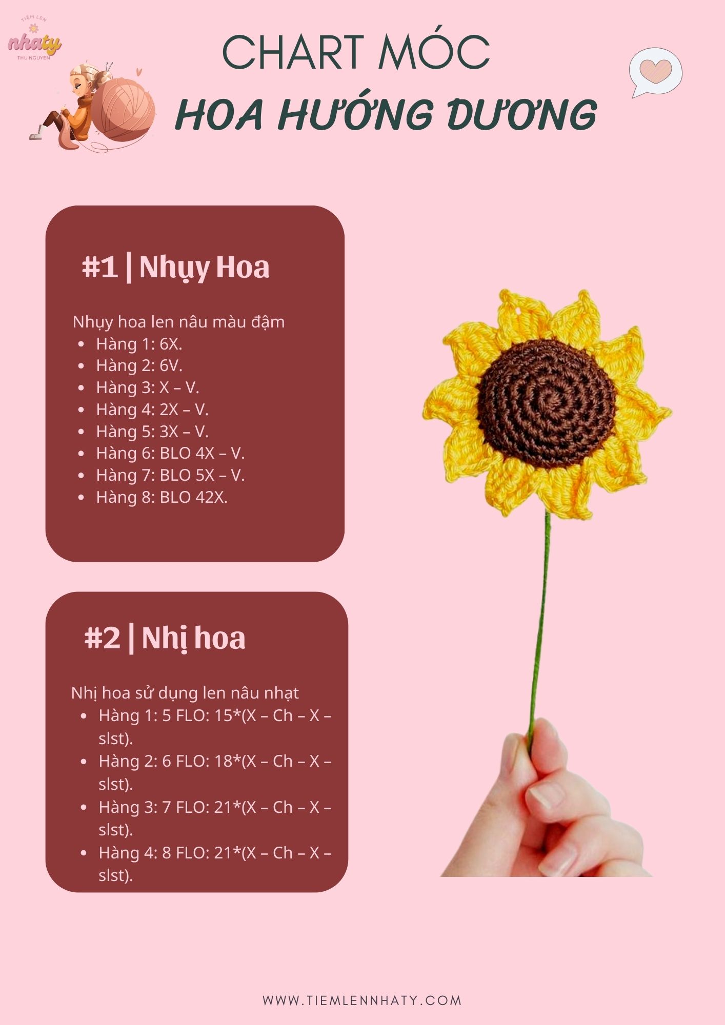 Chart Móc Hoa Hướng Dương Len Chi Tiết Cho Người Mới 13 Chart móc len hoa hướng dương