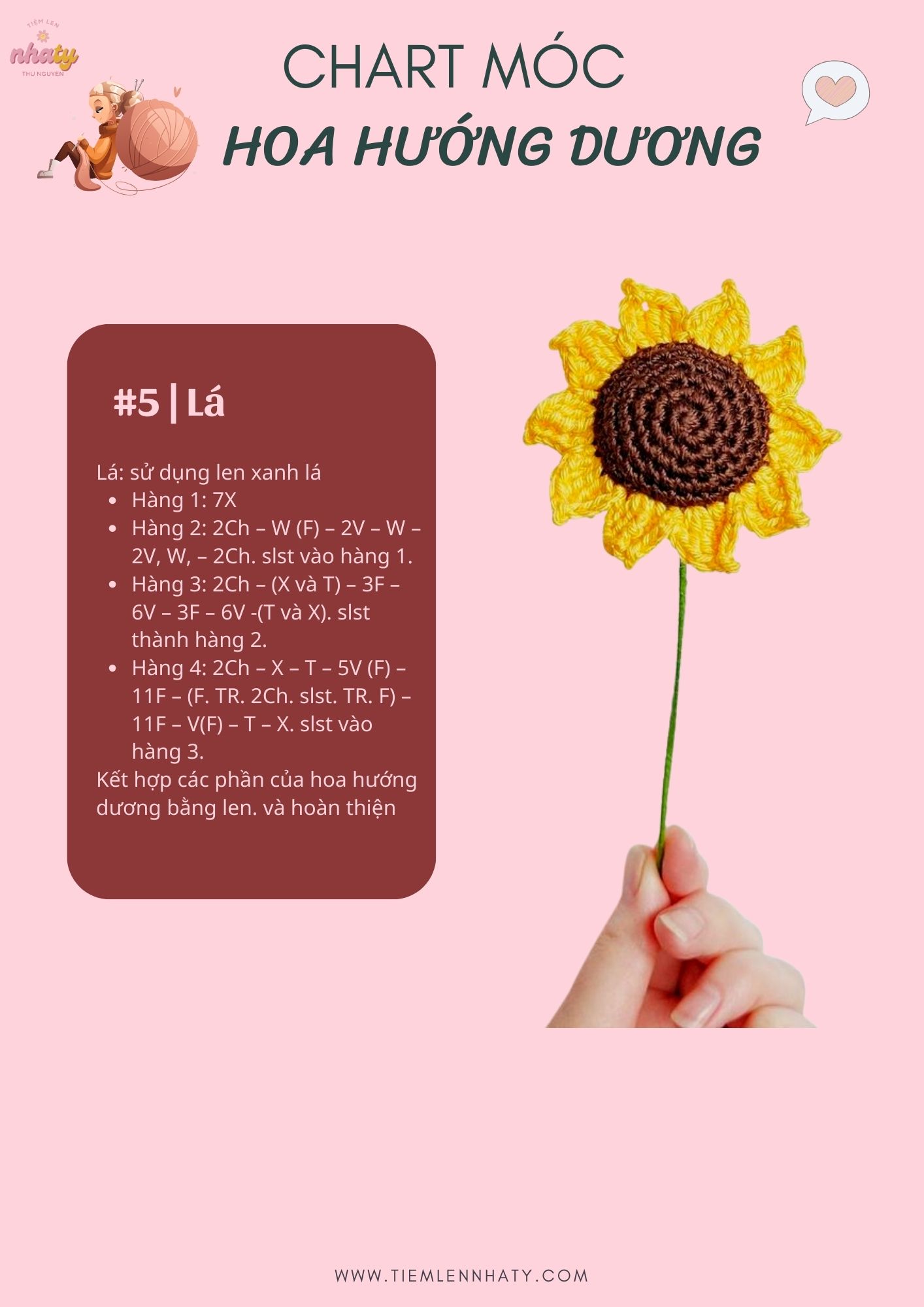 Chart Móc Hoa Hướng Dương Len Chi Tiết Cho Người Mới 15 Chart móc len hoa hướng dương
