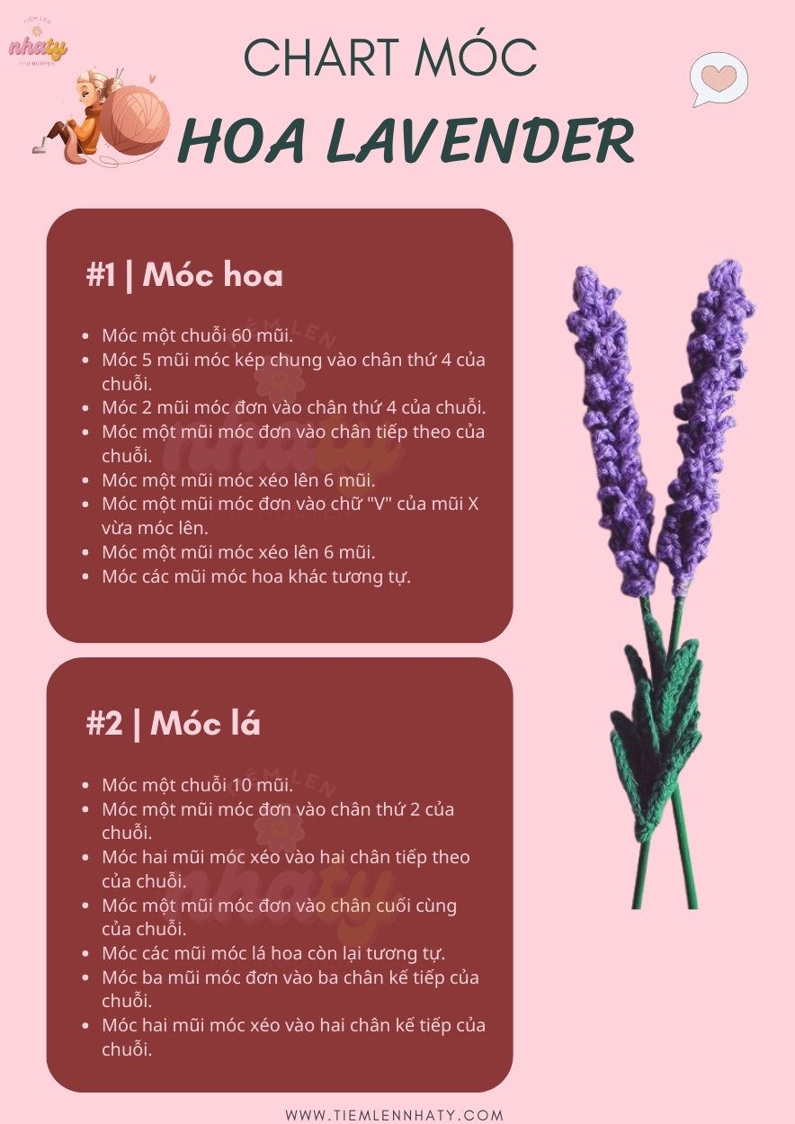 Cách Móc Len Hoa Lavender Lãng Mạn Ngọt Ngào 2 Chart móc len hoa lavender