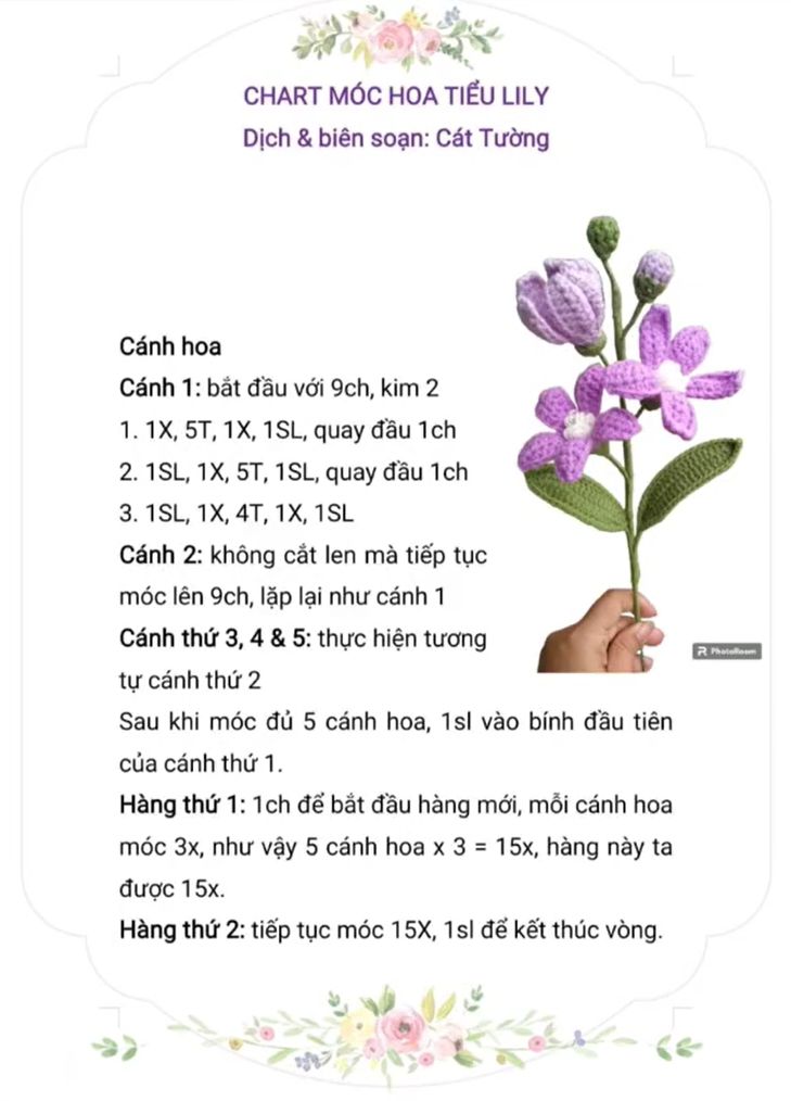 Cách Móc Len Hoa Lưu Ly Trang Trí Xinh Xắn 5 Chart móc len hoa lưu ly len