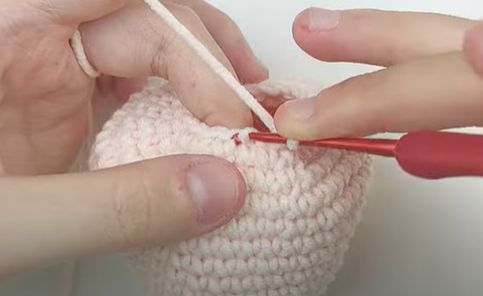 Cách Móc Hoa Heo Bằng Len Trang Trí Dễ Thương 10 Bước 1: Móc phần mặt hoa len heo