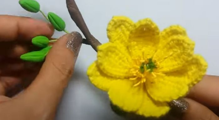 Hướng Dẫn Cách Móc Hoa Mai Bằng Len Cho Ngày Tết 14 moc len hoa mai