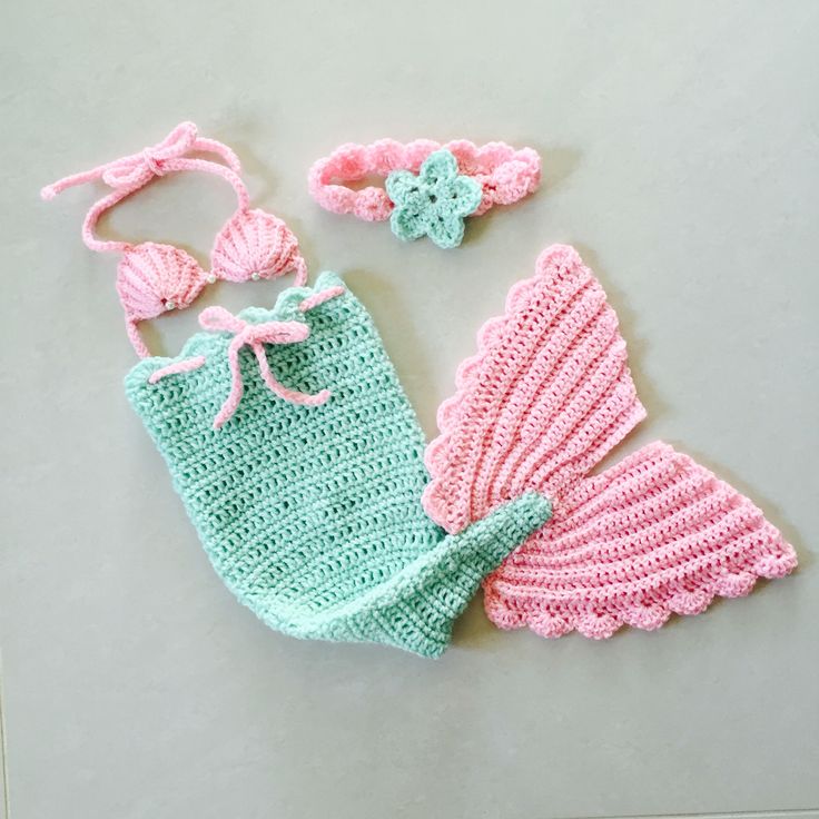 bikini bằng len cho bé thiết kế tiên cá