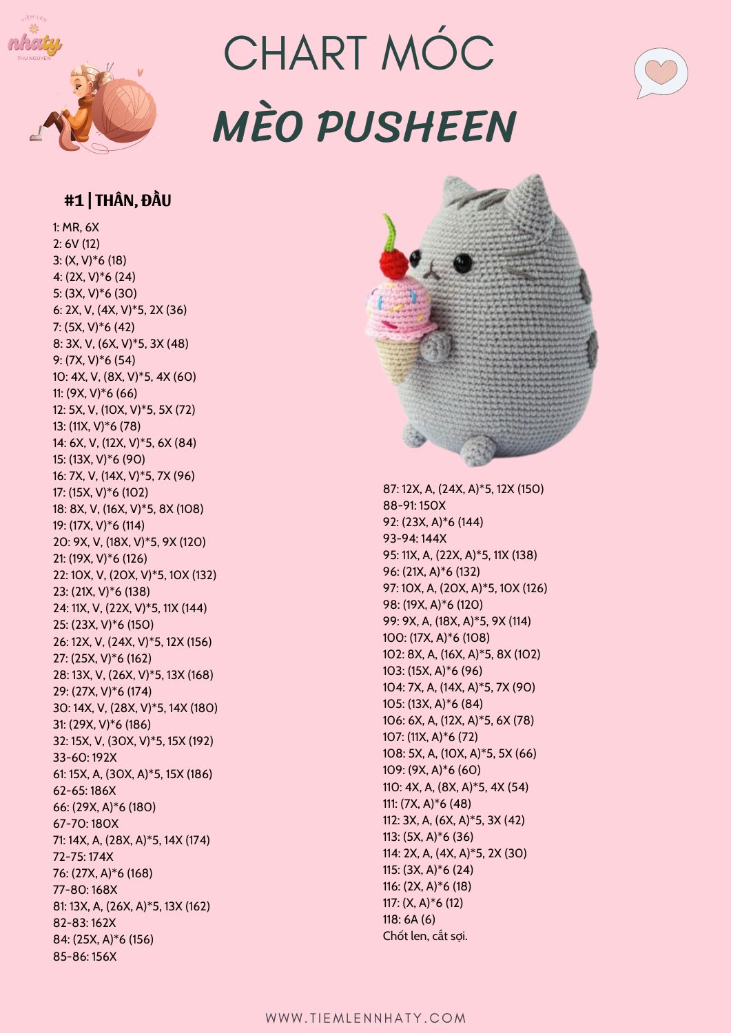 Chart Móc Mèo Pusheen Siêu Cute Chi Tiết 9 Chart Móc Mèo Pusheen