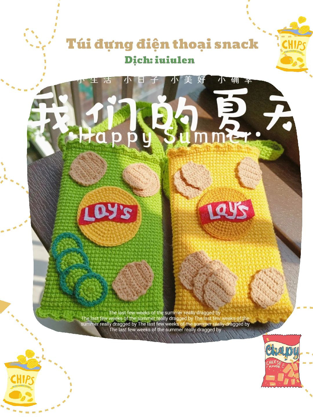 Chart Móc Túi Đựng Điện Thoại Bằng Len Handmade Xinh Xắn 3 chart moc tui dung dien thoai snack