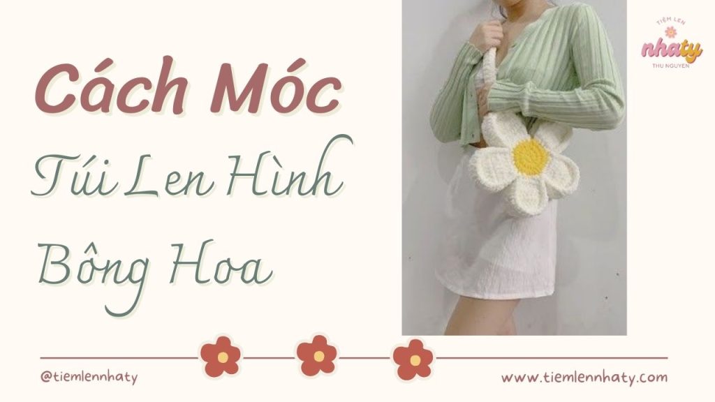 Cách Móc Túi Len Hình Bông Hoa Cúc Bằng Len Nhung Đũa 28 moc tui len hoa 1